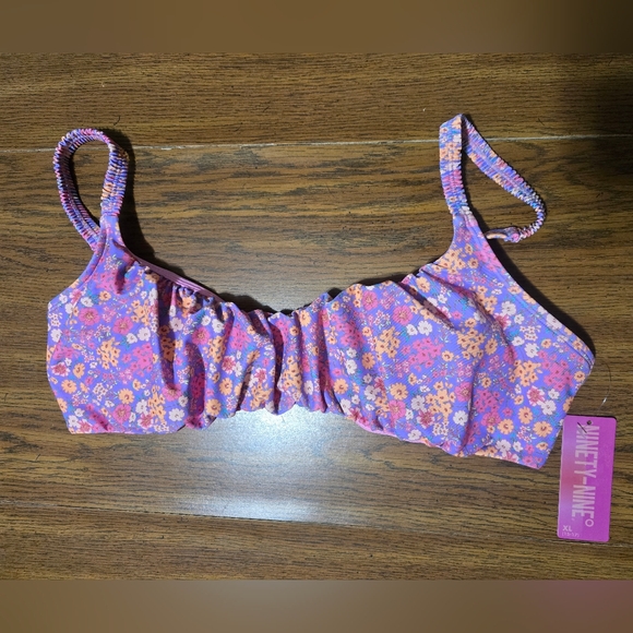 NEW Ninety Pink and Purple Floral Bikini XL TOP AND M BOTTOM - Picture 3 of 8